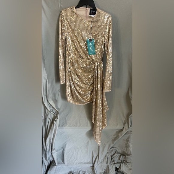 Mac Duggal 10785 NWT Drape Skirt Fitted Sequin Dress - Picture 5 of 8